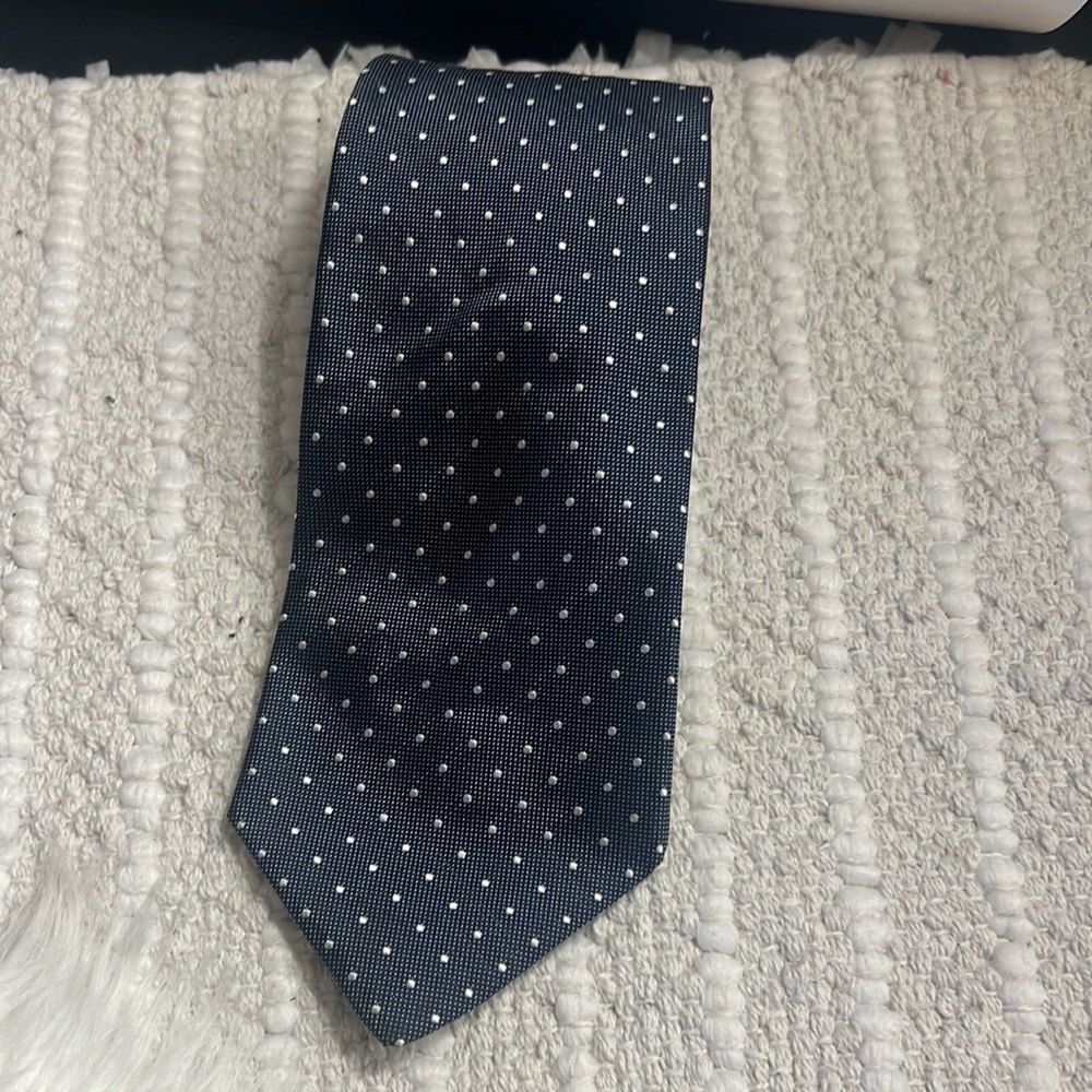 Drake’s For Barneys Silk Necktie Blue With White Polka Dot Men’s Size 3.75 X 57”